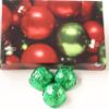 Scott's Cakes Dark Chocolate Peanut Butter Truffle Cream Filling Candies with Yellow Green Foils in a 1 Pound Ornament Box view 1