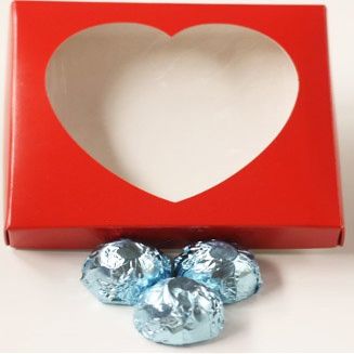 Scott's Cakes Dark Chocolate Peanut Butter Truffle Cream Filling Candies with Light Blue Foils in a 1 Pound Heart Box