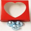 Scott's Cakes Dark Chocolate Peanut Butter Truffle Cream Filling Candies with Light Blue Foils in a 1 Pound Heart Box view 1