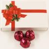 Scott's Cakes Dark Chocolate Peanut Butter Truffle Cream Filling Candies with Burgandy Foils in a 1 Pound Ribbon-n-Holly Box view 1