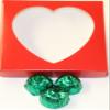 Scott's Cakes Milk Chocolate Peanut Butter Truffle Cream Filling Candies with Dark Green Foils in a 1 Pound Heart Box view 1