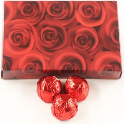 Scott's Cakes Dark Chocolate Peanut Butter Truffle Cream Filling Candies with Red Foils in a 1 Pound Red Roses Box