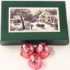Scott's Cakes Dark Chocolate Peanut Butter Truffle Cream Filling Candies with Pink Foils in a 1 Pound Homestead Box view 1