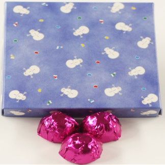 Scott's Cakes Dark Chocolate Peanut Butter Truffle Cream Filling Candies with Fucshia Foils in a 1 Pound Snowman Box