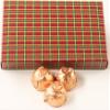 Scott's Cakes Dark Chocolate Peanut Butter Truffle Cream Filling Candies with Peach Foils in a 1 Pound Christmas Plaid Box view 1