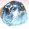 Scott's Cakes Milk Chocolate Peanut Butter Truffle Cream Filling Candies with Light Blue Foils in a 1 Pound Ribbon-n-Holly Box view 3