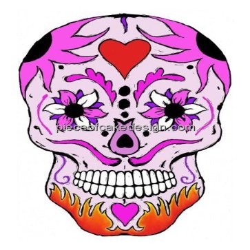 1/4 Sheet ~ Pink & Red Heart Sugar Skull Birthday ~ Edible Cake/Cupcake Topper!!!