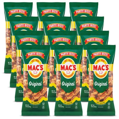 Mac's Original Cracklins Zero Carb Pork Rind Snacks, 4 Pack of 10 Oz. Bags (10 Ounce, Pack of 12)