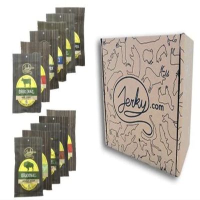 Ultimate Jerky Gift Box - 11 Kinds of World Famous, Small Batch Jerky in a Handmade Gift Box - 6 kinds of beef jerky, 1 turkey and 4 exotic jerky
