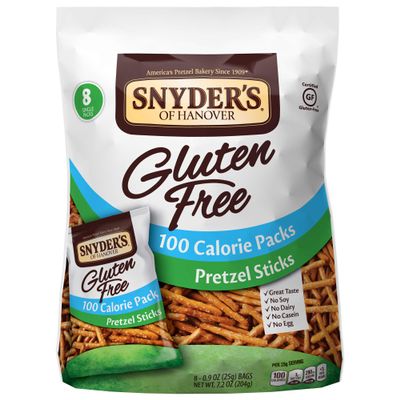Snyder's of Hanover Gluten Free Pretzel Sticks, 100 Calorie Packs, 8 Count Multipack (Pack of 6)