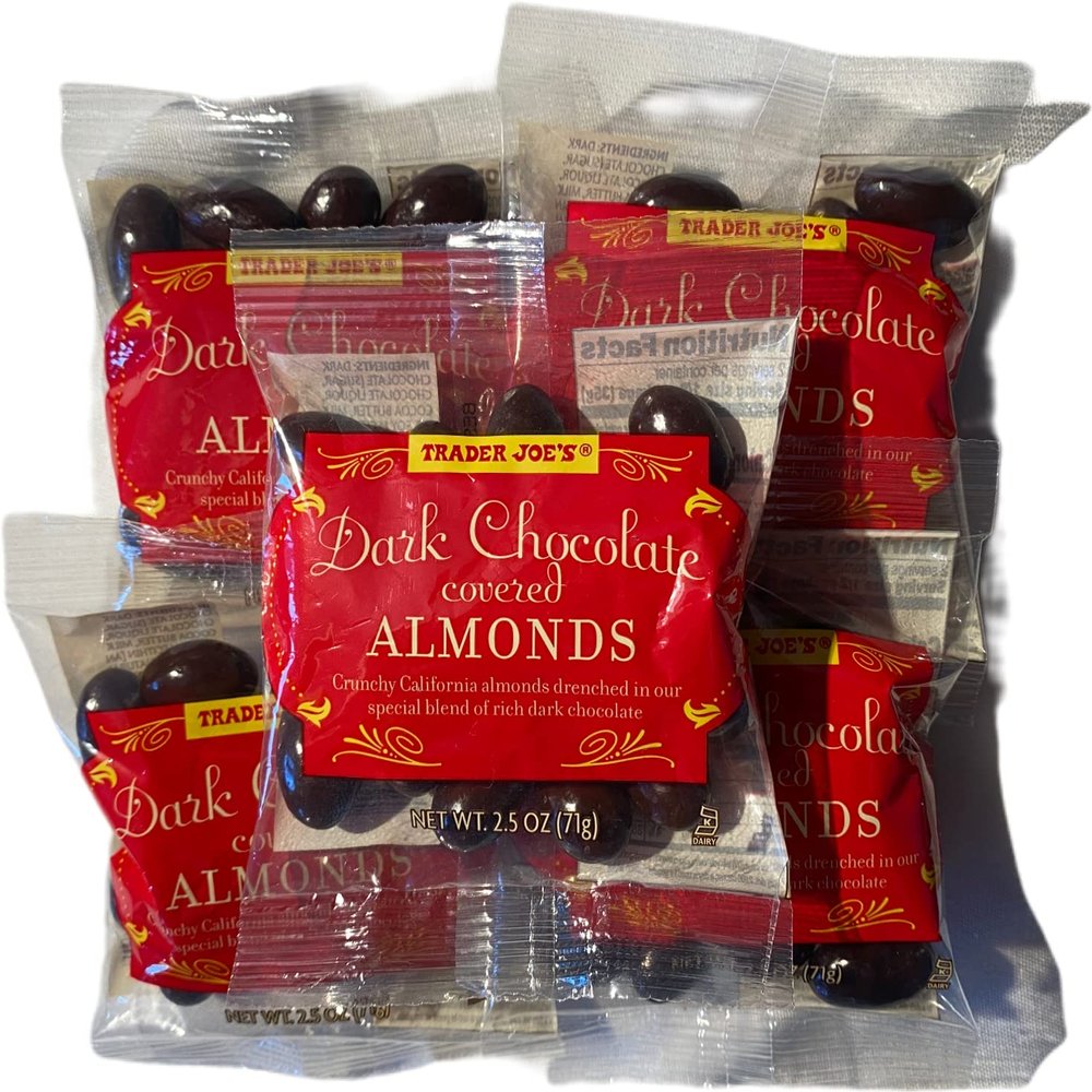 Trader Joe's Dark Chocolate Covered Almonds (Pack of 5)