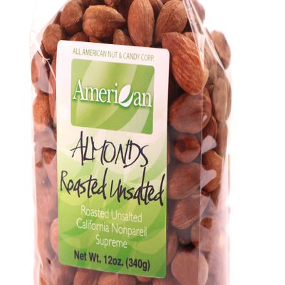 12oz Gourmet Style Bag of California's Finest Nonpareil Supreme Roasted UnSalted Almonds [3/4 lb.]