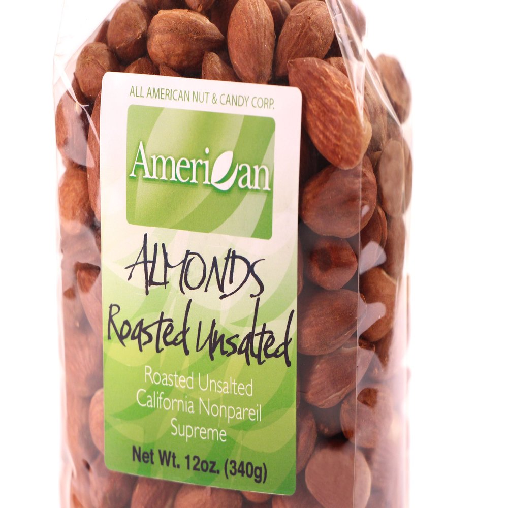 12oz Gourmet Style Bag of California's Finest Nonpareil Supreme Roasted UnSalted Almonds [3/4 lb.]