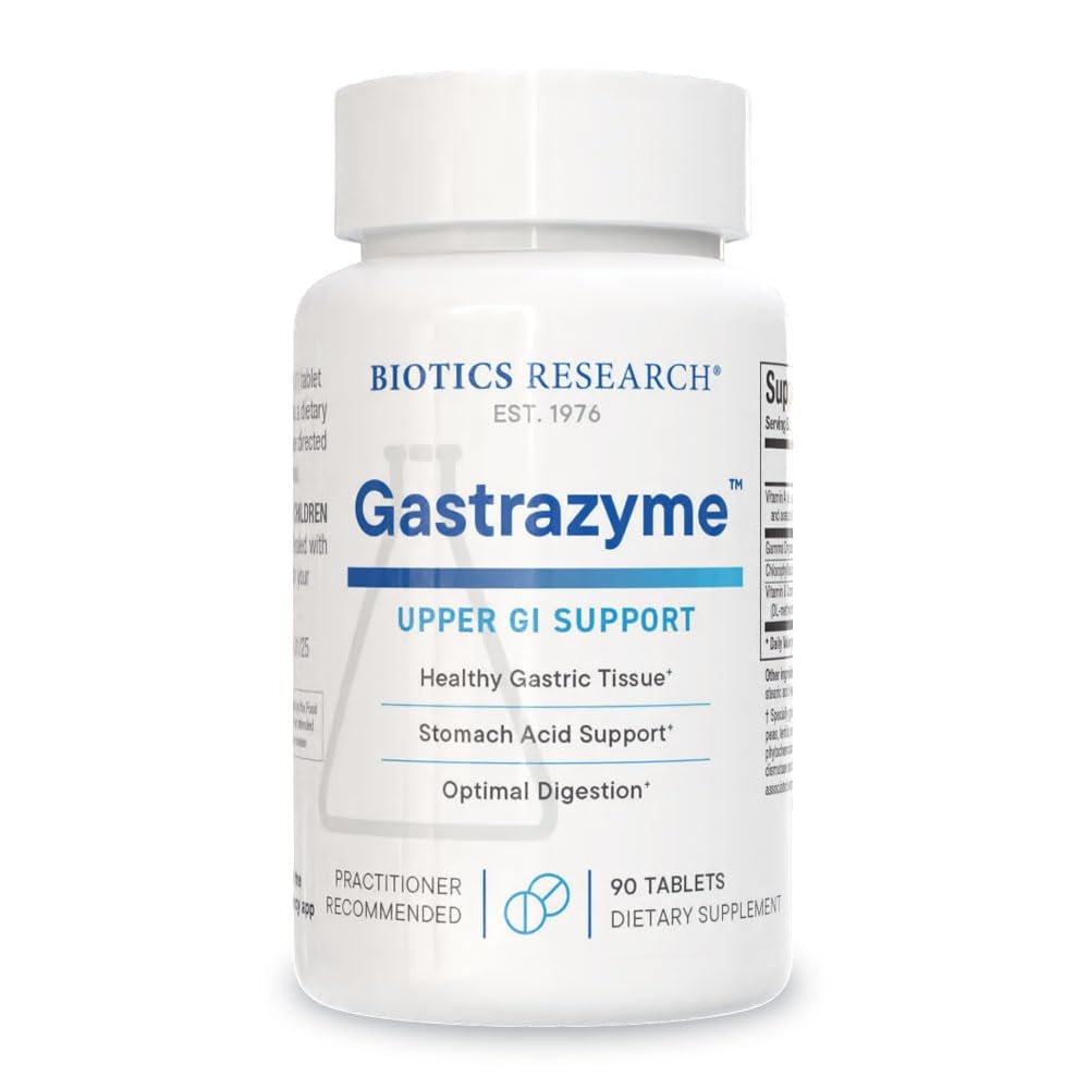 Biotics Research Gastrazyme Digestive Support - Supplies Vitamin U Complex, Chlorophyllins, Gamma Oryzanol (from Rice) Supplement Supports Gastrointestinal Health & Gut Lining - 90 Tablets