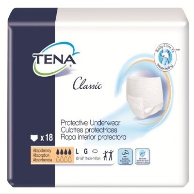 TENA Protective Underwear, Regular Absorbency-Size Large Waist / Hip 45" - 58" - Case of 72