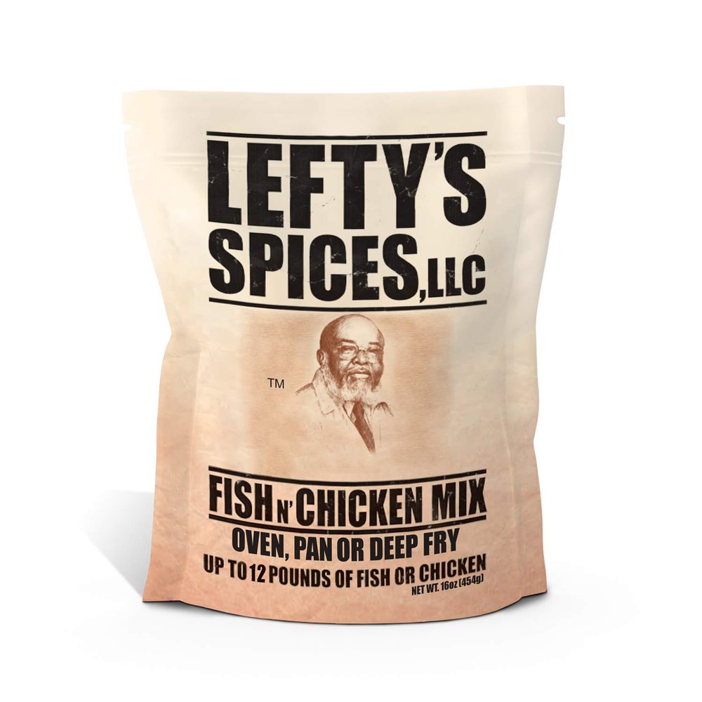 Lefty's Original Fish N' Chicken Mix | Seasoned Coating Mix for Fish, Chicken, Pork Chops, Shrimp and Vegetables | 3 lbs..