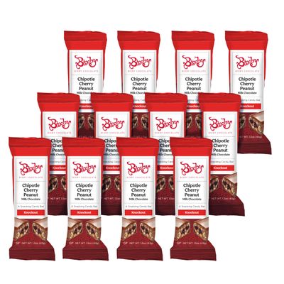 Bixby 12 Bars of Gluten Free Milk Chocolate - Chipotle, Peanut, and Cherry Bulk Chocolate Bars - Non GMO Kosher Protein Snack with Clean Ingredients - Pack of 12 Gourmet Candy Bars, 1.5oz each