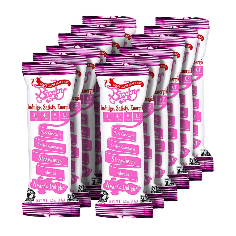 Bixby Dark Chocolate Candy Bars | Dark Chocolate, Strawberry, Cinnamon and Almond | Non GMO, Gluten Free, Vegan Chocolate Bar | Bulk Chocolate Bars 1.5oz (12-pack) | Chocolate Gift