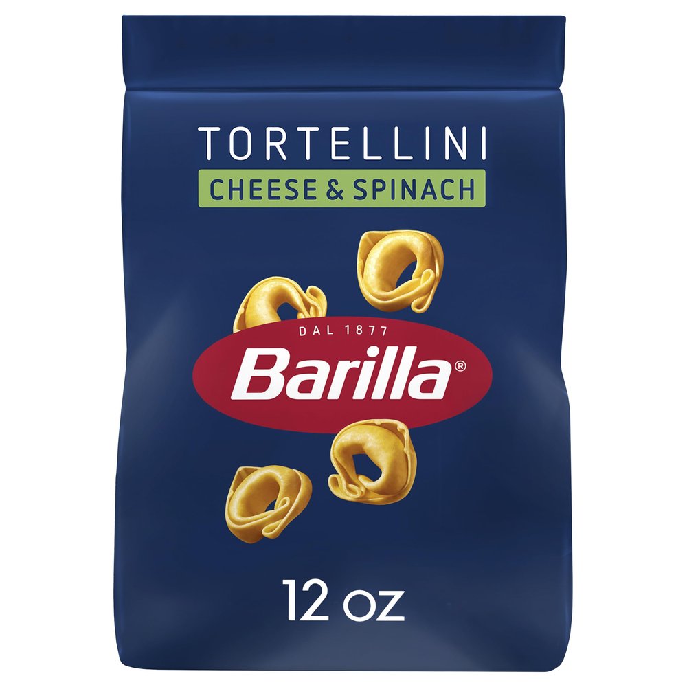 Barilla Cheese & Spinach Tortellini Pasta, 12 oz. Bag - 6 Servings Per Bag - Pantry Friendly Dried Tortellini - Made with Non-GMO Ingredients