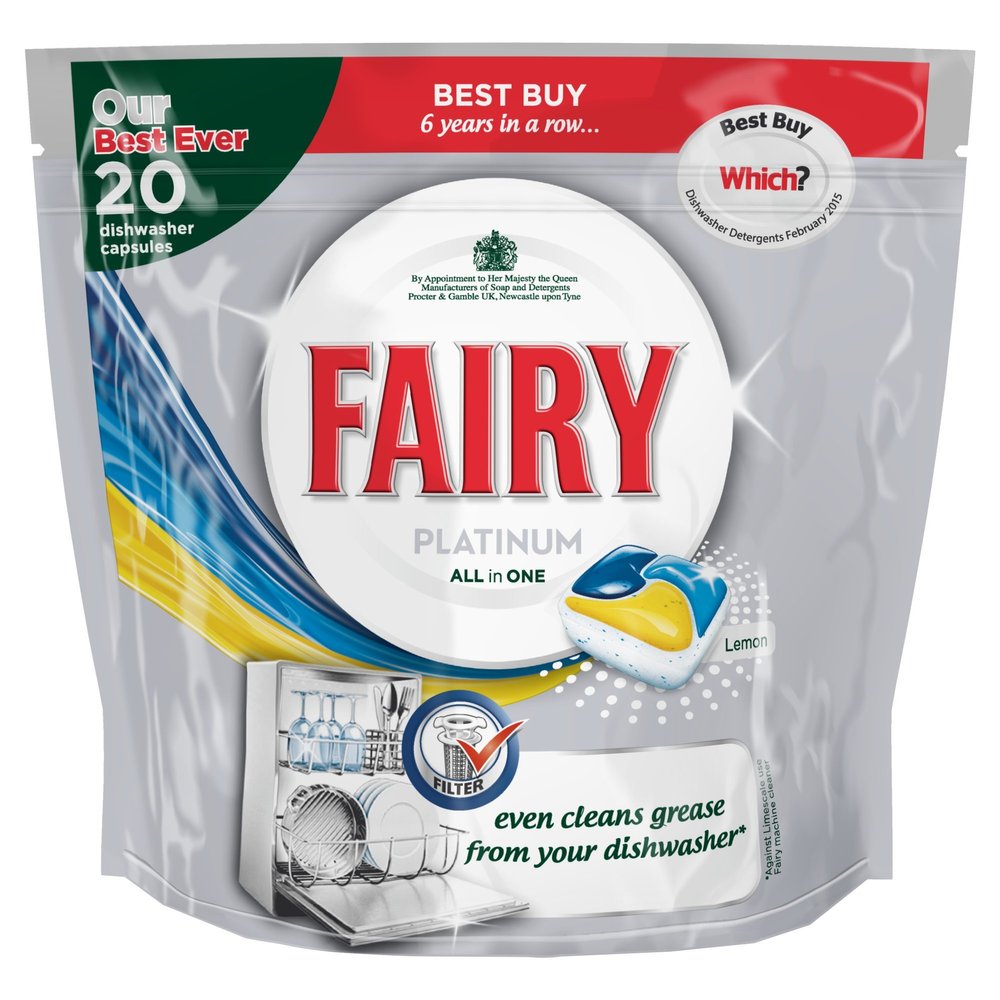 Fairy Platinum All In One Lemon Dishwashing Tablets (Pack of 20)
