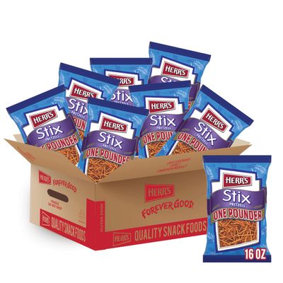 Herr's Pretzel Stix, 16 Ounce (Pack of 7 Bags)  Crunchy Pretzel Sticks with a Salty Snap  Perfect for Parties, Lunchboxes, and Munching
