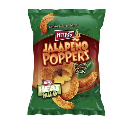 Herr's Jalapeo Poppers Flavored Cheese Curls - Made with Cheddar Cheese - 1 Ounce (Pack of 42) Great for Bold Flavor Fans
