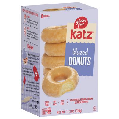 Katz Gluten Free Glazed Donuts | Dairy Free, Nut Free, Soy Free, Gluten Free | Kosher (1 Pack of 6 Donuts, 11.3 Ounce)
