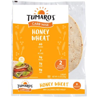 Tumaro's 8 Inch Carb Wise Wraps - Honey Wheat -8 Count (Pack of 6)