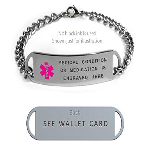 WARFARIN Medical ID Alert Bracelet with Embossed Emblem from Stainless Steel. D-Style, Premium Series.