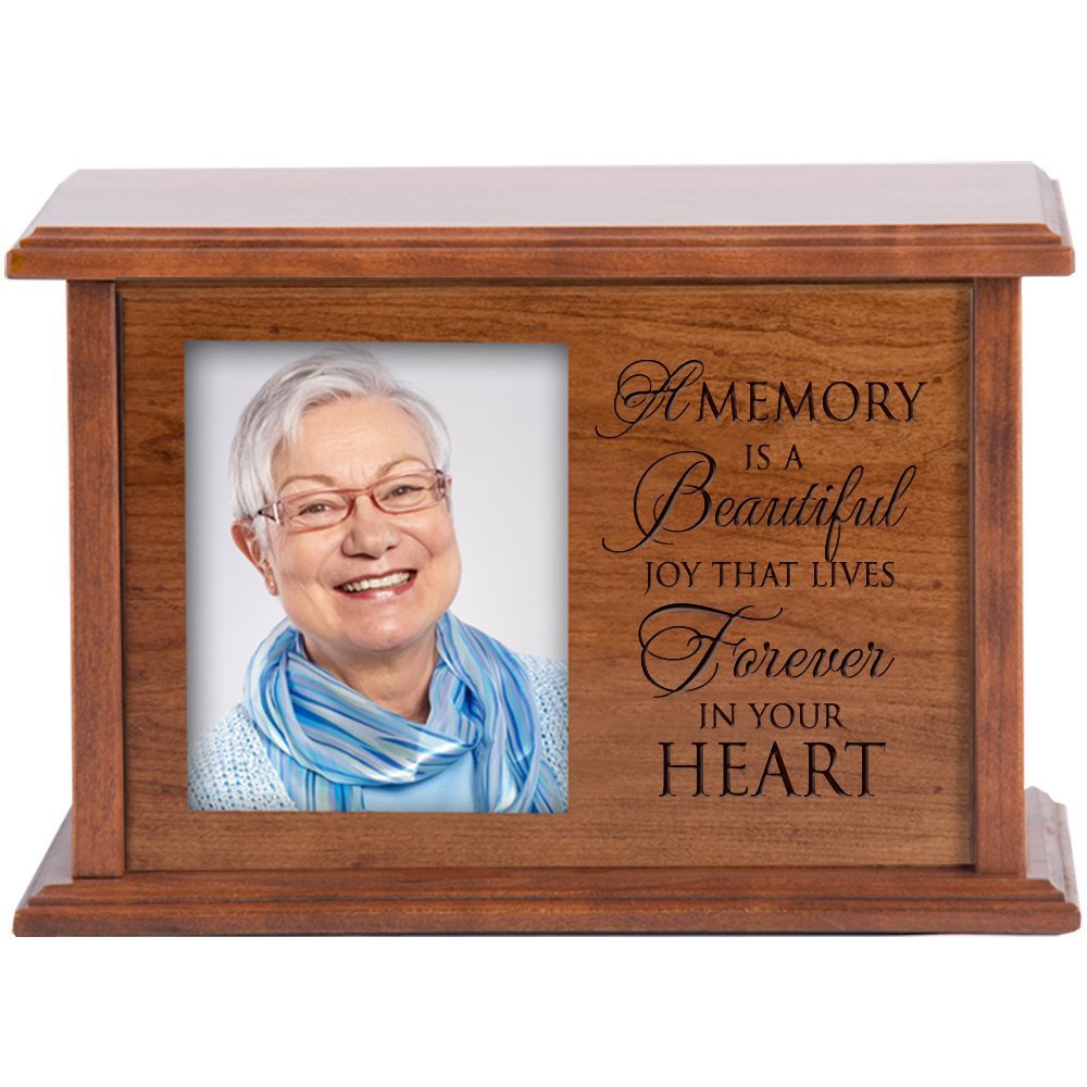 LifeSong Milestones Personalized Wooden Cremation Urn with Picture Frame for Loss of Loved One Holds 260 cu.in Human Ashes and 4"x5" Photo A Memory Engraved Funeral Keepsake