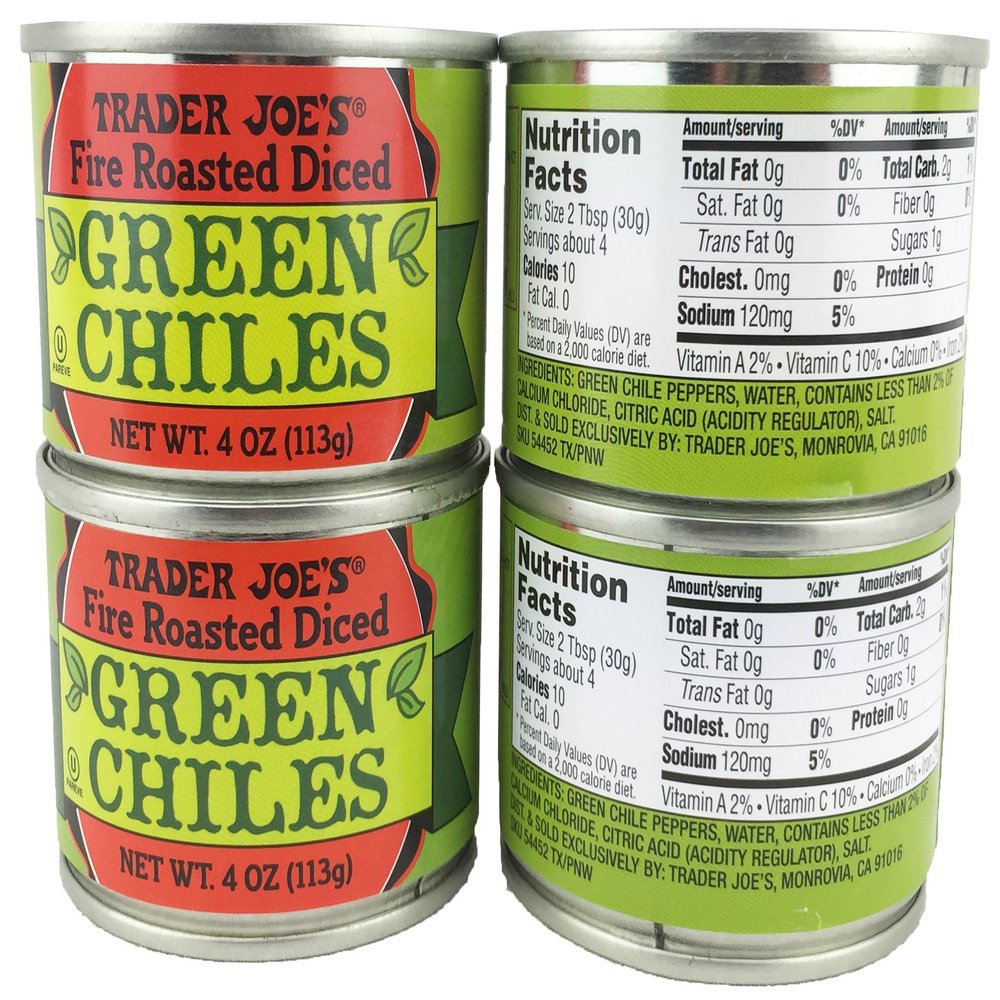 Trader Joes New Mexico Hatch Valley Fire Roasted Diced Green Chile 4 Oz. (Pack Of Four)