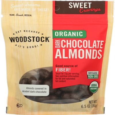 Woodstock Farms Organic Dark Chocolate Almonds (8x6.5 Oz)