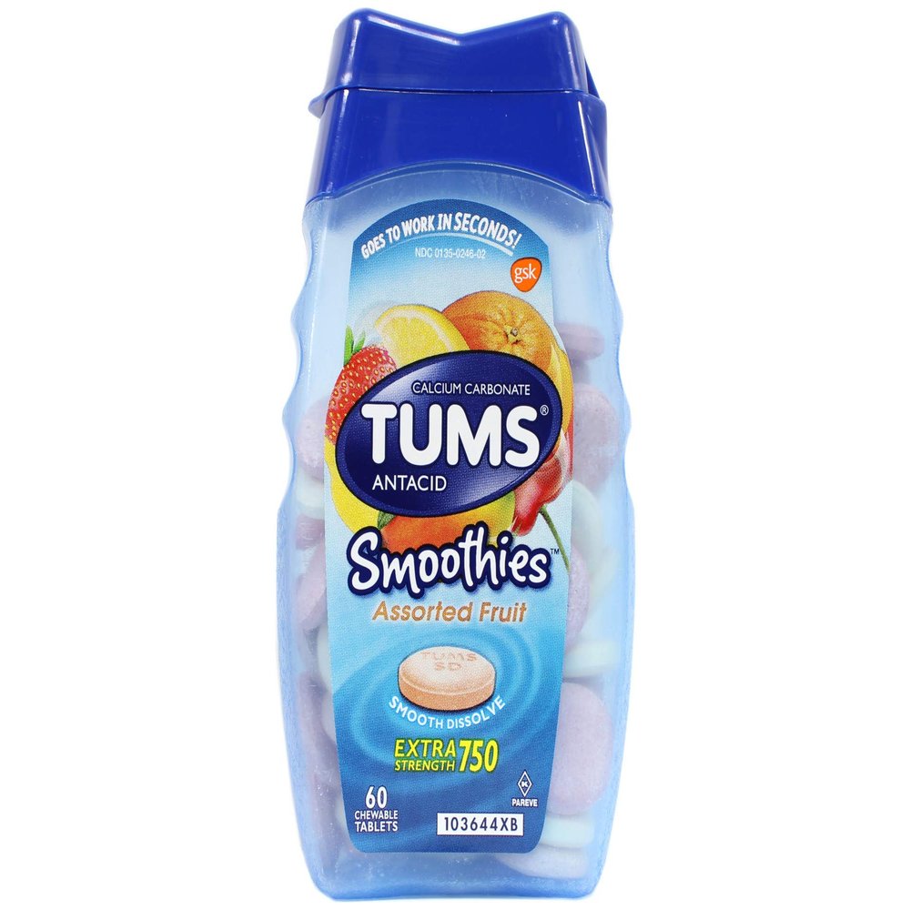 Tums Smooth Assort Fruit Size 60ct Tums Assorted Fruit Smoothies Calcium Tablets