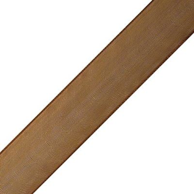 1.5" Sheer Organza Wired-Edge Ribbon 25 Yard Roll (Brown)