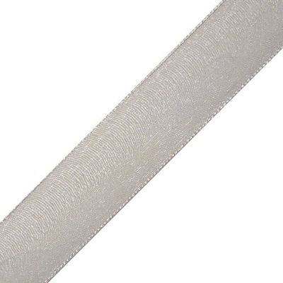 1.5" Sheer Organza Wired-Edge Ribbon 25 Yard Roll (Silver)