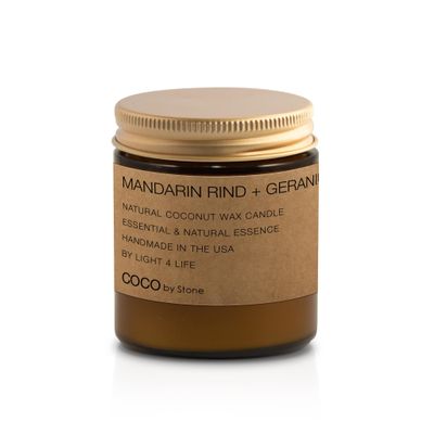 3.5oz Mandarin Rind + Geranium Natural Coconut Apricot Wax Candle