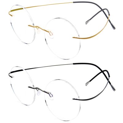 XINGNIAN 2 Pairs of 50mm Retro Rimless Round Blue Light Blocking Oversized Reading Glasses Lightweight Flexible Readers +2.50