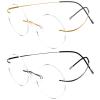 XINGNIAN 2 Pairs of 50mm Retro Rimless Round Blue Light Blocking Oversized Reading Glasses Lightweight Flexible Readers +2.50 view 1