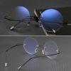 XINGNIAN 2 Pairs of 50mm Retro Rimless Round Blue Light Blocking Oversized Reading Glasses Lightweight Flexible Readers +2.50 view 4