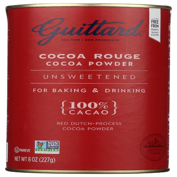 E Guittard Cocoa Powder, Unsweetened Rouge Red Dutch Process Cocoa, Two (2) 8oz Cans