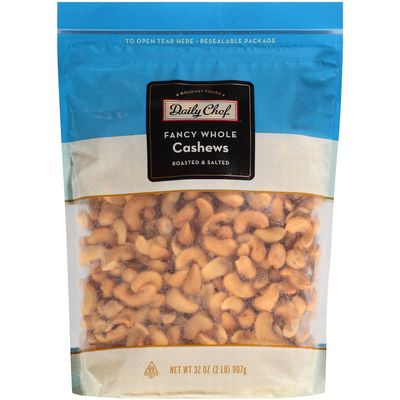 Daily Chef Fancy Whole Cashews 32 Oz (2 Pounds) Roasted & Salted Nuts Gourmet Deluxe