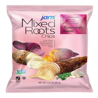 Mixed Roots Chips - All Natural Vegetable Chips (Rosemary Garlic, 2.8 oz) | Trans Fat & Cholesterol Free | Gluten Free & Non-GMO | No Preservatives Exotic Roots