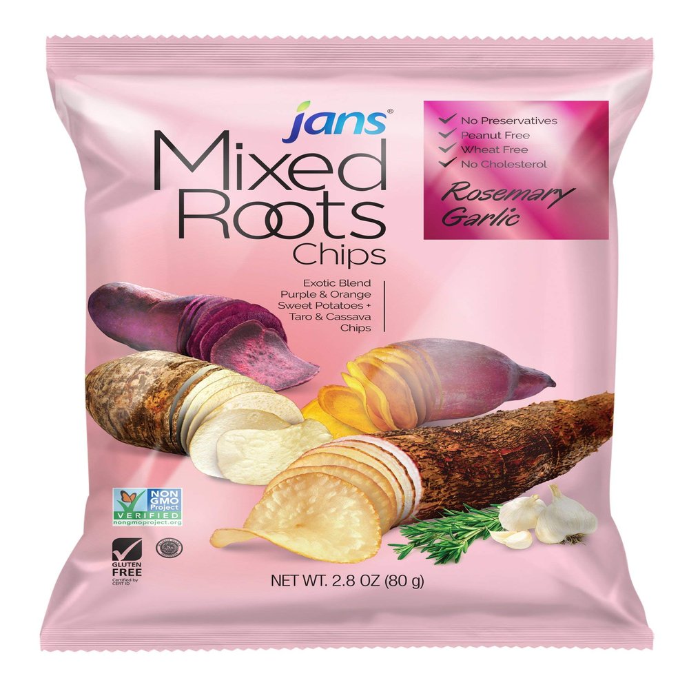 Mixed Roots Chips - All Natural Vegetable Chips (Rosemary Garlic, 2.8 oz) | Trans Fat & Cholesterol Free | Gluten Free & Non-GMO | No Preservatives Exotic Roots