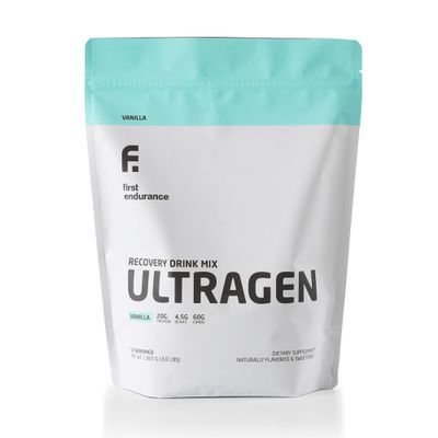FIRST ENDURANCE Ultragen Workout Recovery Drink Powder, Protein Mix, Boosts Energy, Accelerates Recovery | Vanilla, 15 Servings