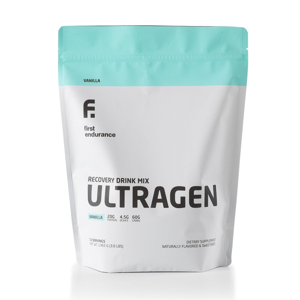 FIRST ENDURANCE Ultragen Workout Recovery Drink Powder, Protein Mix, Boosts Energy, Accelerates Recovery | Vanilla, 15 Servings
