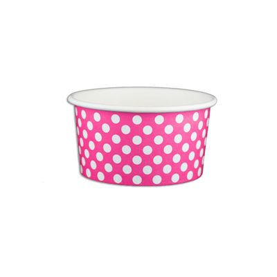 6 oz Yogurt Paper Cups- 1000 Count (Polka Dot Pink)