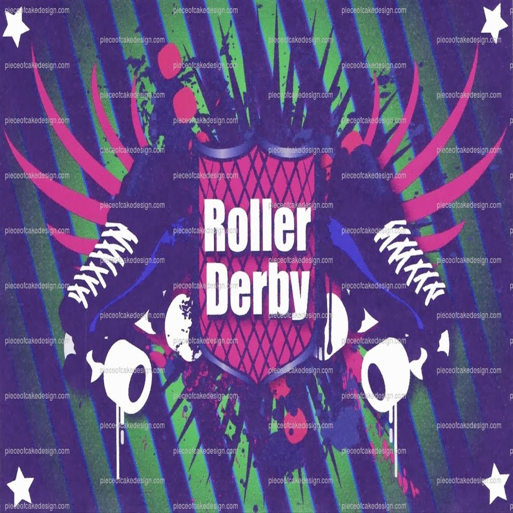 2" ~ Roller Derby Background Birthday ~ Edible Cake/Cupcake Topper!!!