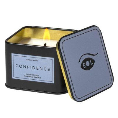 Eye of Love Confidence Pheromone Massage Oil Candle for Men - Shea Butter Base to Attract Women - 3-in-1 Scent, Pheromone & Moisturizer - 5 fl oz / 150ml
