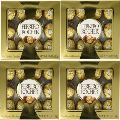 Ferrero Rocher Fine Hazelnut Chocolate 5.3oz (Pack of 4) - 12 pieces each pack