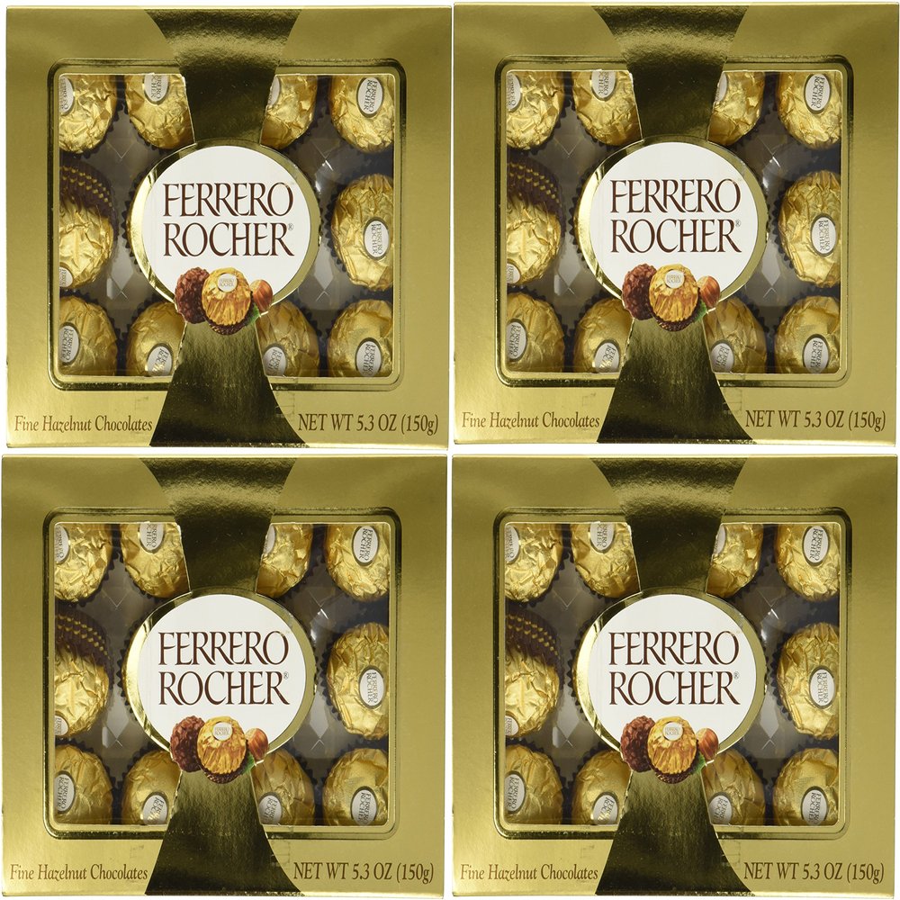 Ferrero Rocher Fine Hazelnut Chocolate 5.3oz (Pack of 4) - 12 pieces each pack